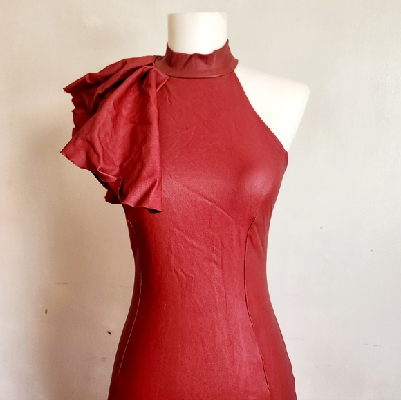 MYSTIC Vegan Leather Midi Dress - Picture 2 of 4